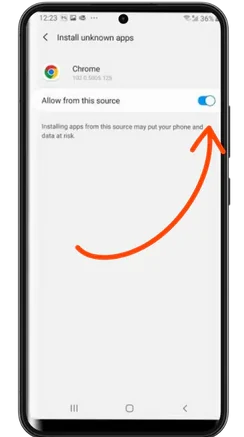 Шаг 4: разрешить установку из неизвестных источников для браузера на Android